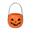 thumbnail image 2 of PYURTEP Halloween Pumpkin Candy Bucket, Trick or Treat Portable Plastic Pumpkin Bucket with Handle, Orange Halloween Basket for Party Supplies Props, 2 of 8