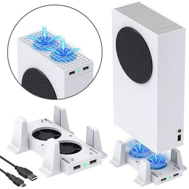Vertical Cooling Fan Stand Fit for Xbox Series S Console, TSV Dual Purpose Cooler System Dock w/ Dual High-Speed Fans, 3 Levels Adjustable Speed & 2 USB Ports Charging & Data Syncing