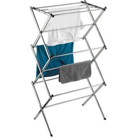 Honey Can Do Commercial Medium Folding Steel Accordion Drying Rack, Chrome