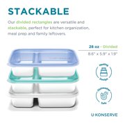 Food Storage Rectangle Container Blue Silicone Lid, 28 oz - U-Konserve