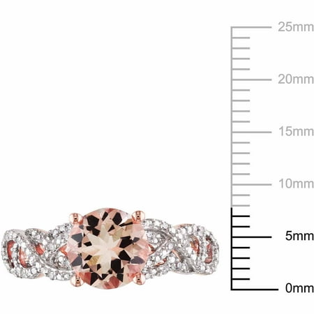 1-3/4 Carat T.G.W. Morganite and Diamond-Accent Pink Rhodium-Plated Sterling Silver Cocktail Ring