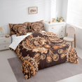 thumbnail image 3 of Homewish Brown Paisley Print Twin Bedding Sets 7-Piece for Adult, Vintage Damask Flower Bedding Comforter Set, Southwestern Theme Reversible Sheet Sets, Super Cozy Room Decor, 3 of 7