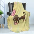 thumbnail image 4 of Dachshund Soft Flannel Fleece Throw Blanket, Colorful Sketch Style Dachshund Puppy with Floral Frame Design Pet Character, Cozy Plush for Indoor and Outdoor Use, 50" x 70", Multicolor, by Ambesonne, 4 of 5