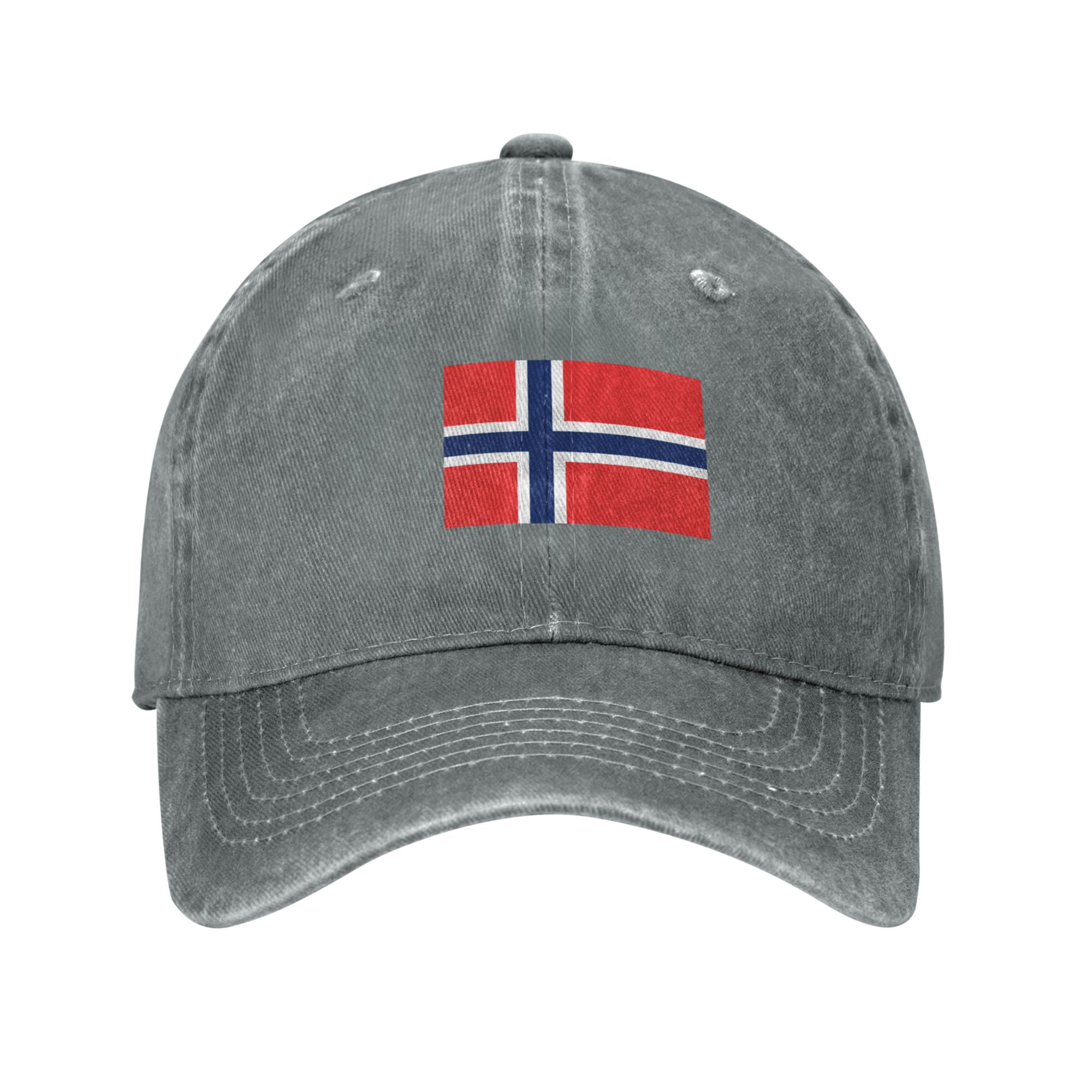 ZICANCN Norway Flag Adjustable Baseball Cap Women , Hats for Men Adult  Washed Cotton Denim Baseball Caps Fashion Gray 