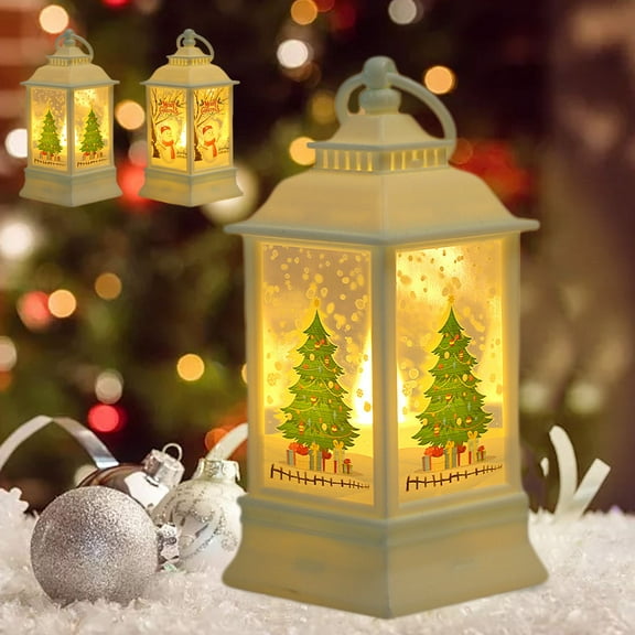 Lighted Christmas Decor Christmas Lanterns Decorative Battery Include Clear LED Lights Hanging Lantern Vintage Lantern Ornament For Xmas Party Home Candlestick Decor Lights