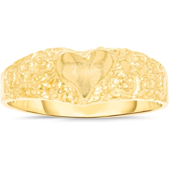 Floreo 10k Yellow Gold 6mm Nugget Heart Filigree Ring