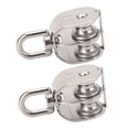 thumbnail image 2 of Swivel Pulley Block,2Pcs Double Pulley Stainless Swivel Pulley Wheel Double Pulley Block Professionally Tested, 2 of 14