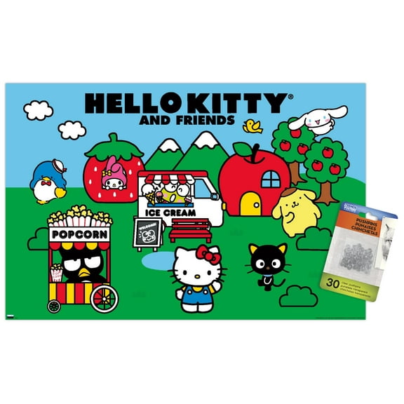 Hello Kitty and Friends - Field Wall Poster with Push Pins, 14.725" x 22.375"