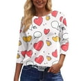 thumbnail image 5 of Lumtrix Womens 3/4 Sleeve Crew Neck T-Shirts Valentina's Day Spring Shirts Love Heart Graphic Tee Tops Loose Fit Tunic Light pink M, 5 of 7