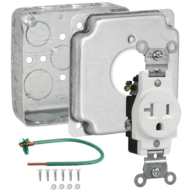 Kit de caja de enchufe Airmont Products, caja metálica de 4 x 4 pulgadas, 20 A, enchufes