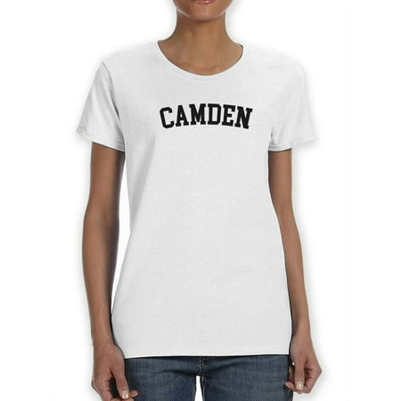 Camden Black Text Women White T-Shirt Female Large