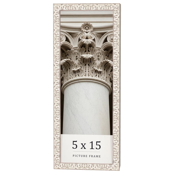 5x15 Frame White Real Wood Picture Frame Width 1.5 Inches Interior Frame Depth 0.5 Inches Aurora