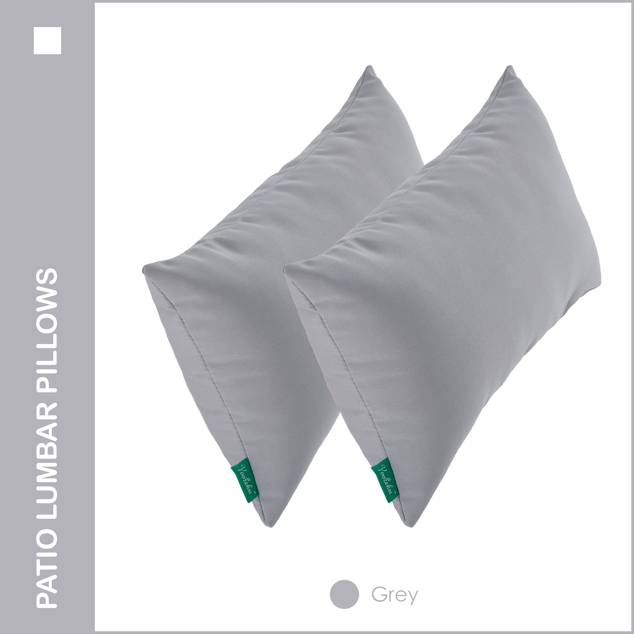 YOOZEKU Indoor Outdoor Lumbar Pillows,Waterproof Outdoor Pillows Set of 2 for Patio Furniture,12x20 Inch,Grey