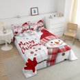 thumbnail image 4 of Cute Snowman Comeforter Set Merry Christmas Winter Bedding Set Holiday Snowflake Red Xmas Down Comeforter King,Buffalo Plaid Pine Tree Leaves Bed Set 2 Pillow Cases, 4 of 7