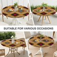 thumbnail image 7 of Colorful Floral Bohemian Table Cover with Elastic Edge - Stretchable Round Tablecloth for Kitchen - Fits 52-56 Inch, 7 of 7