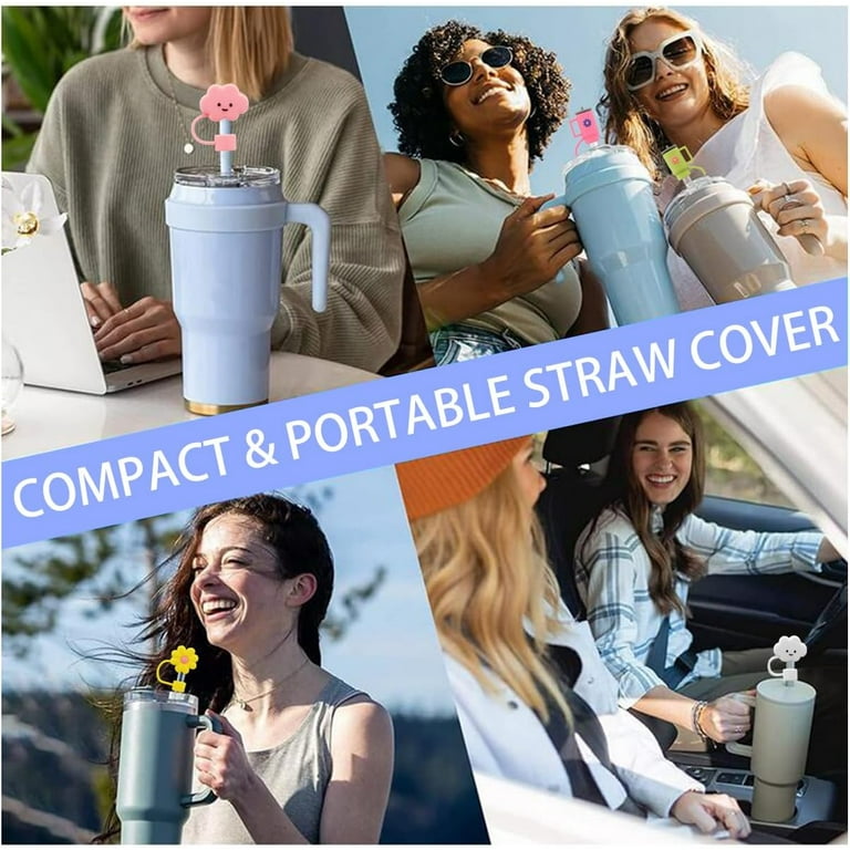 4pcs Straw Cover Tip Cap for Stanley Cups Silicone Reusable Straw Toppers  10mm