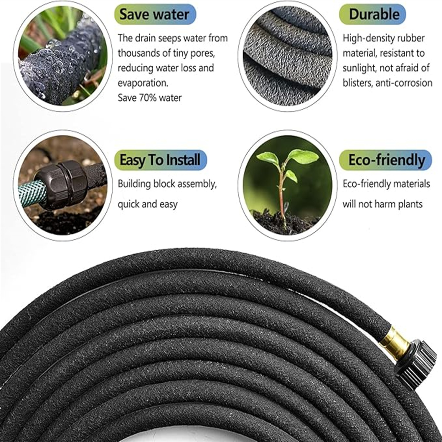 "Soaker Hose 100 Ft for Garden Beds with Fittings Kit, 1/2’’ Soaker Hose for Foundation Watering, Heavy Duty Water Saving Drip Hoses for Lawn, Landscaping, Garden(100 FT) "