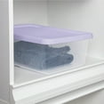 thumbnail image 4 of Sterilite, 12 Quart Clear Storage Bin, Snap-on Lid Storage Container, with Purple Lid, Set of 4, 4 of 6