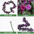 thumbnail image 5 of 8Ft Long Artificial Vine Garland With Double Purple Rose Flowers and Fresh Leaves, Flexible Bendable Design, Hanging Floral Decor for Wedding Arch/Front Door Porch/Summer Party Scene Layout, Purple, 5 of 5