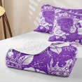 thumbnail image 4 of Castle Fairy Spooky Rose Bloom Quilt King,Boho Crowned Skull King Coverlet Set,Violet White, 4 of 7