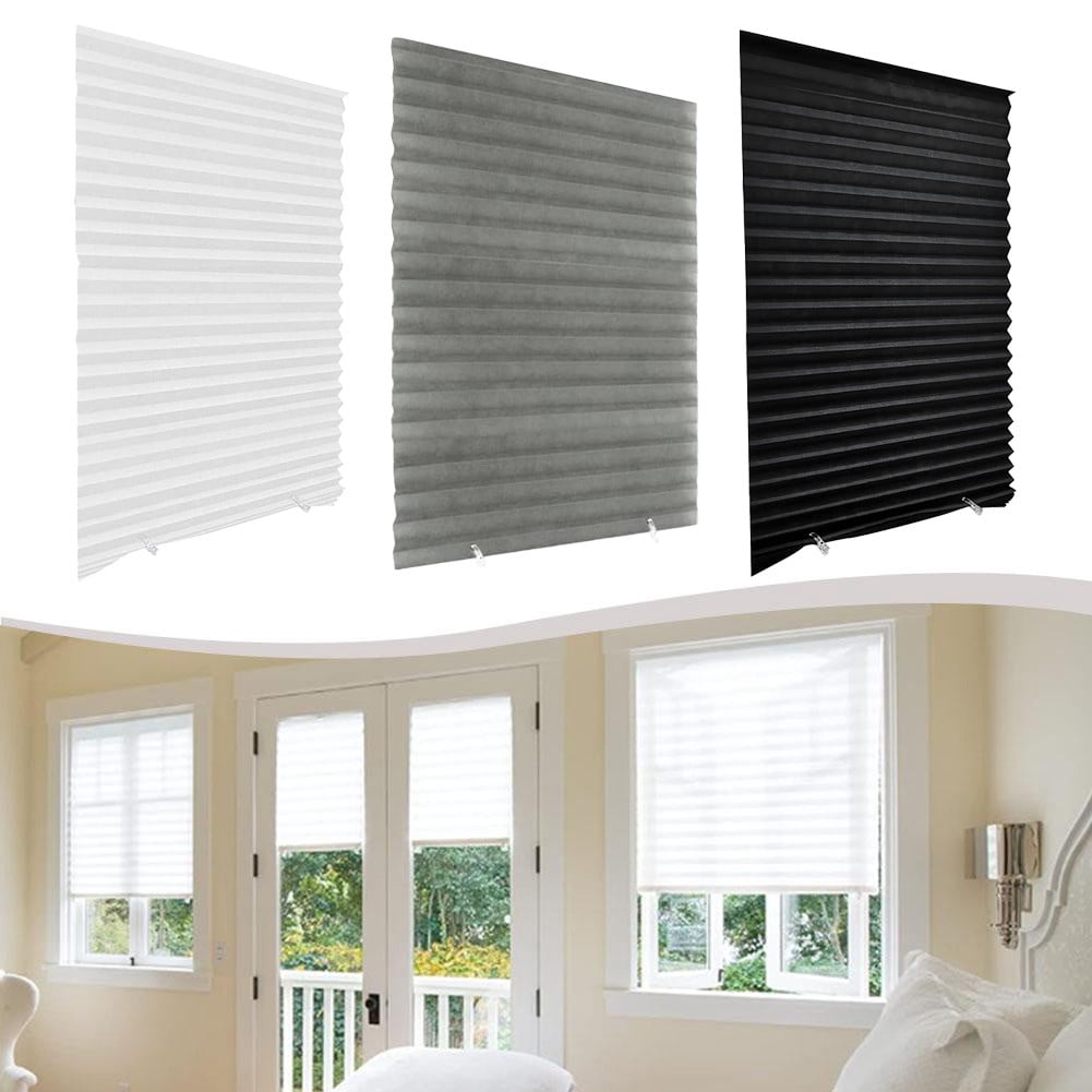 Folding Blind Full Blackout Curtains Privacy Screen Blackout Blinds for Window Black