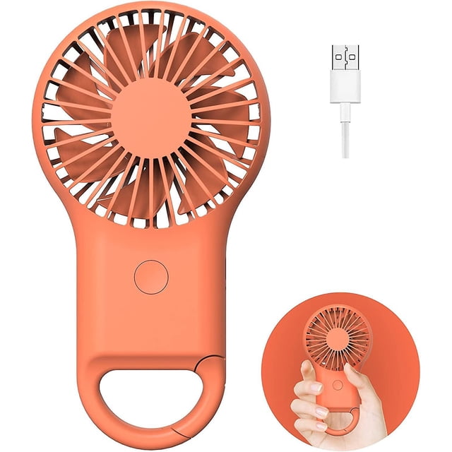 Mini ventilador de mano, ventilador USB portátil, mini ventilador potente con mosquetón, ventilador personal para dormitorio, oficina, viajes