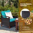 thumbnail image 6 of Patiojoy 3-Piece Patio Rattan Bistro Set Acacia Wood Frame Sofa and Side Table Turquoise, 6 of 10
