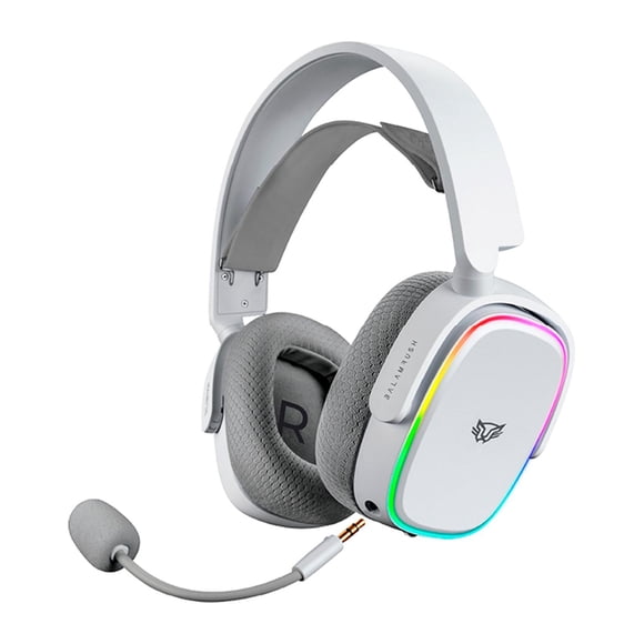 Audifonos Diadema Gamer Balam Rush AEON HS999 Inalambrico USB RGB Blanco