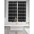 thumbnail image 2 of Black Boho Bathroom Window Curtain, Vintage Ethnic Tribe Abstract Art Geometric Light Filtering Coffee Kitchen Curtains, Bedroom Living Room Curtains 2 Panel 84"x63", 2 of 6