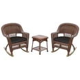 thumbnail image 1 of Jeco 3 Piece Rocker Wicker Chair Set with with Black Cushion, Honey, 1 of 10