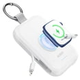 thumbnail image 1 of RORRY Portable Charger, 5000mAh Portable Charger Power Bank with Built-in Cables, Travel Keychain Battery Pack for Apple Watch Ultra 2/9/8/Ultra/7/6/SE/5, iPhone 16/15/14/13/12, White, 1 of 5