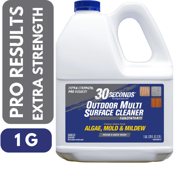 30 SECONDS Outdoor Multi-Surface Cleaner Concentrate - Cleans Stains from Mildew, Mold & Algae, 1G
