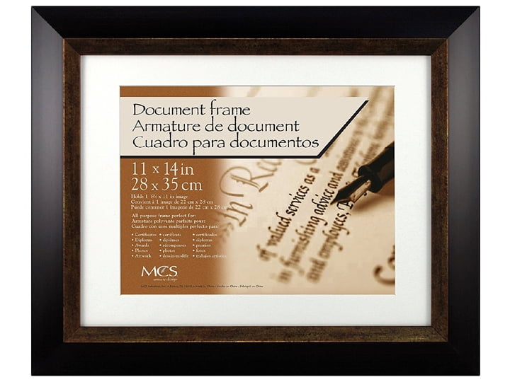Mainstays Mahogany Document & Diploma Picture Frame 8.5" x 11" Hanging Hardware 