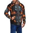 thumbnail image 2 of Wukai Flame Metal Skull Print Men's Zip-Up Hoodie,Fleece Full-Zip Hoodie for Men, Hooded Sweatshirt-Small, 2 of 5