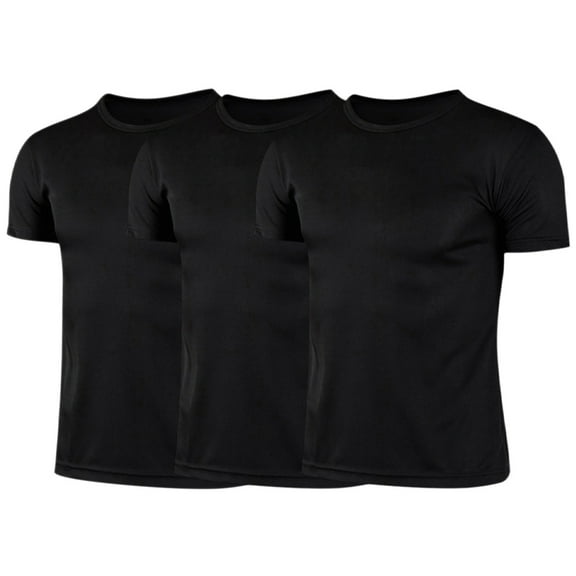 Nyeemya Kids Boys 3 Pack Athletic T Shirt Workout Fitness Shirts Crew Neck Plain Tops Classic Tee Black 140