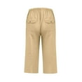 thumbnail image 6 of JJHGVB Cotton Linen Capris for Women Workout Shorts Long Shorts Cotton Linen Pants Wide Leg Capri Pedal Pushers for Women Linen Bermuda Shorts for Women Elastic Waist Shorts Below the Knee Beige L, 6 of 6