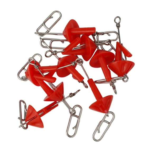 YAAQII for Breakaway Style Bait Clips Quick Release Fishing Hooks Remover for Cod Bass Beach Rig Pulley Rigs Large Baits Red PE Stainless Steel 10 Pack 7cm