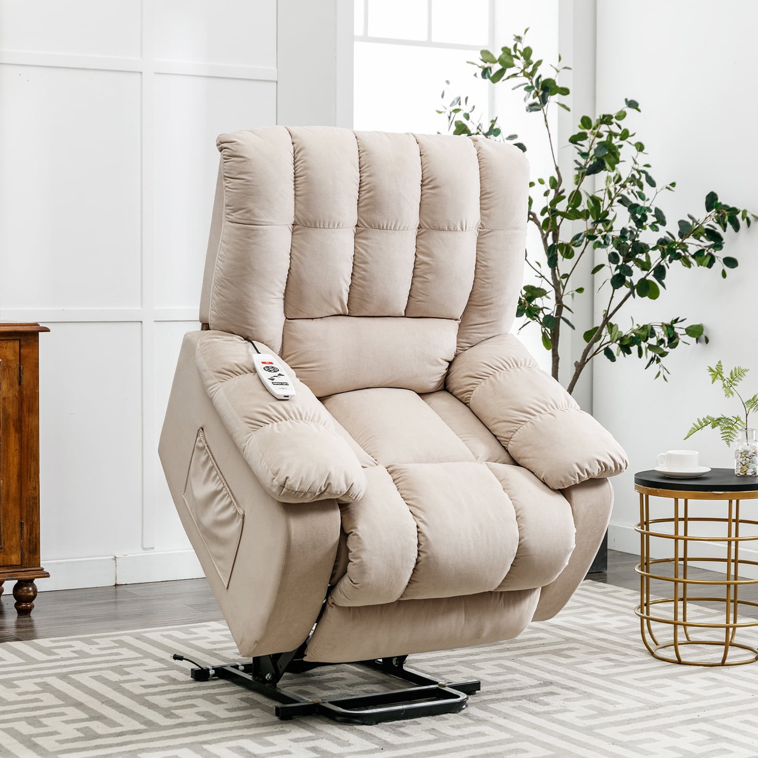 Kepooman Massage Recliner, Power Lift Recliner with Heat, Vibration and Side Pockets for Living Room, Bedroom's, Power Single Sofa, Beige Kepooman Massage Recliner, Power Lift Recliner with Heat, Vibration and Side Pockets for Living Room, Bedroom's, Power Single Sofa, Beige