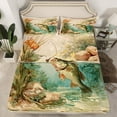 thumbnail image 2 of jejeloiu Big Bass Fish Twin Sheet Sets,Fishing And Hunting Twin Fitted Sheet,Rustic Farmhouse Cabin Flat Sheet For Kids,Microfiber Bedroom Decor,3-Piece, 2 of 7