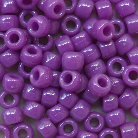 Pony Beads Purple Opaque Crow Beads 6x9mm Large Hole Made in USA