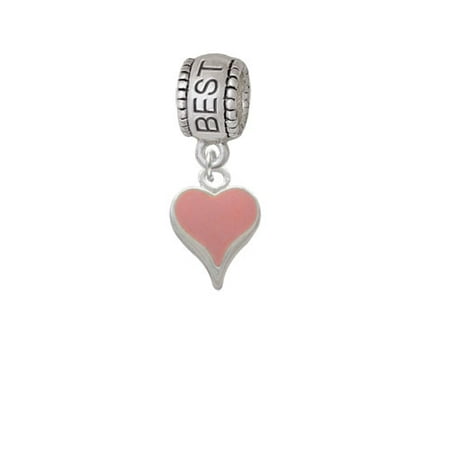 Small Long Pink Heart - Best Friend Charm Bead