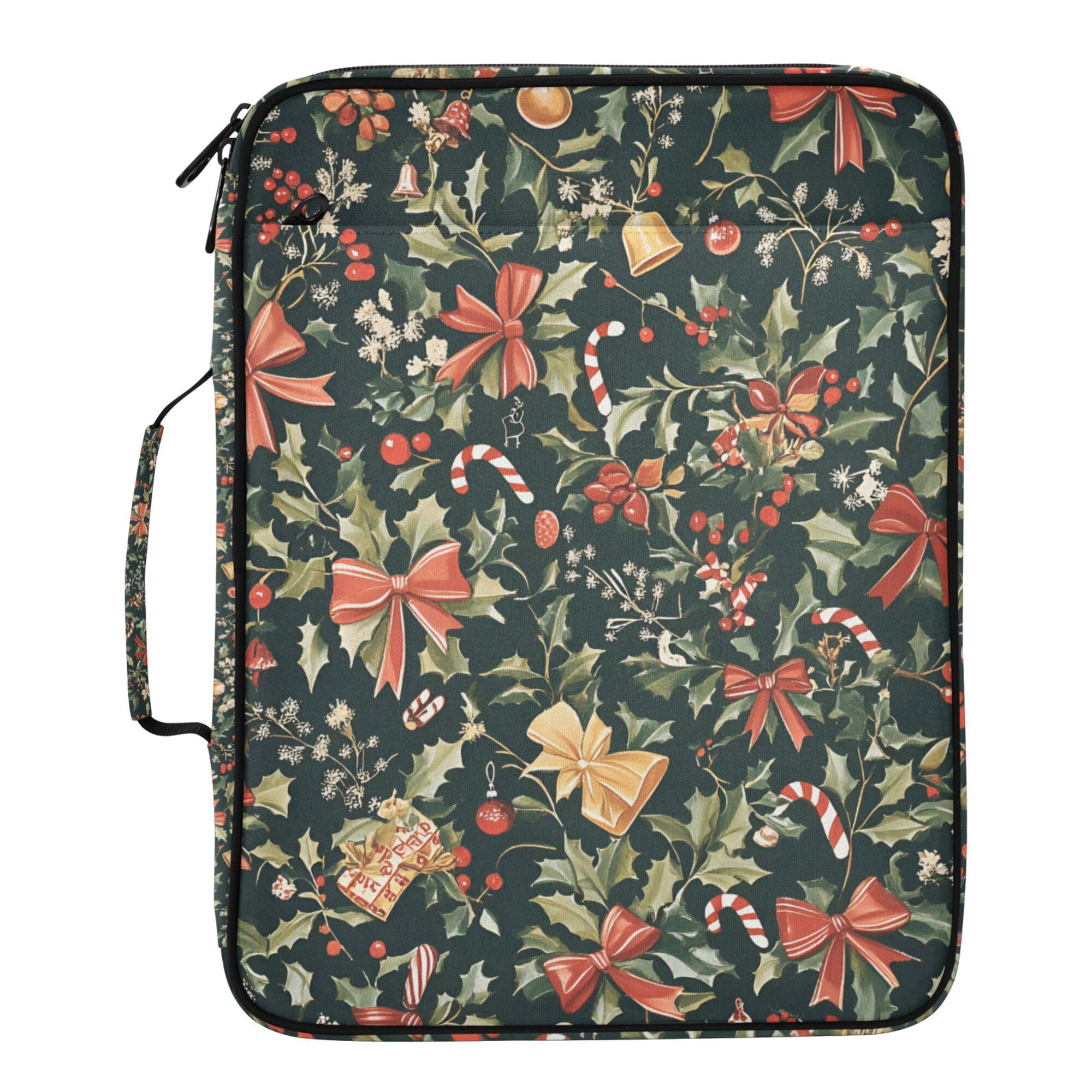 FORMRS Accordion File Folder A4 Size 7-Pocket Expanding Document Organizer Bag with 3 Ring Binder, Christmas Bows