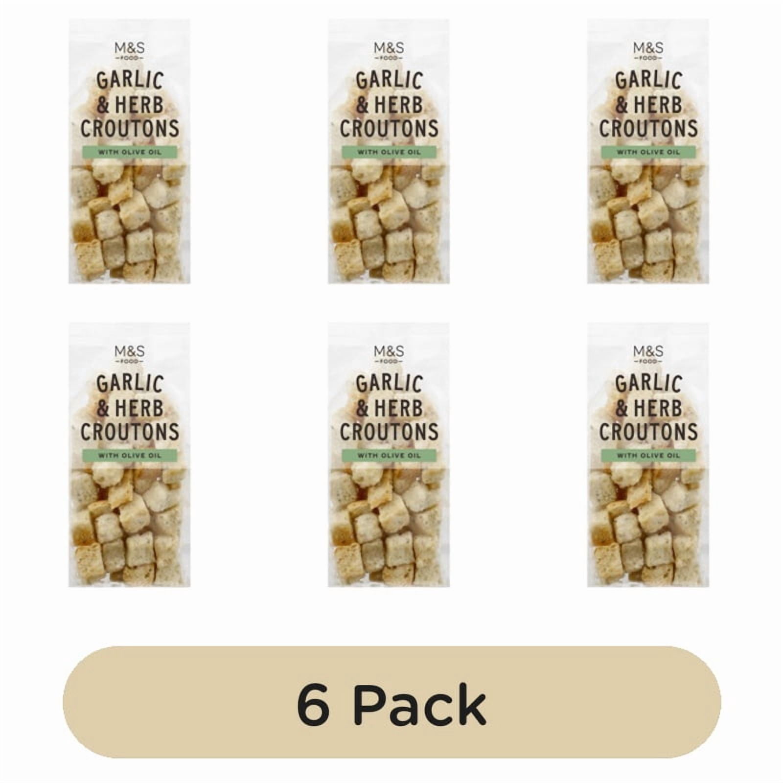 M&S Garlic & Herb Focaccia Croutons 80g, British Import (Pack of 6)