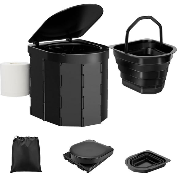 Wadeo Portable Camping Toilet with Reusable Collapsible Liner
