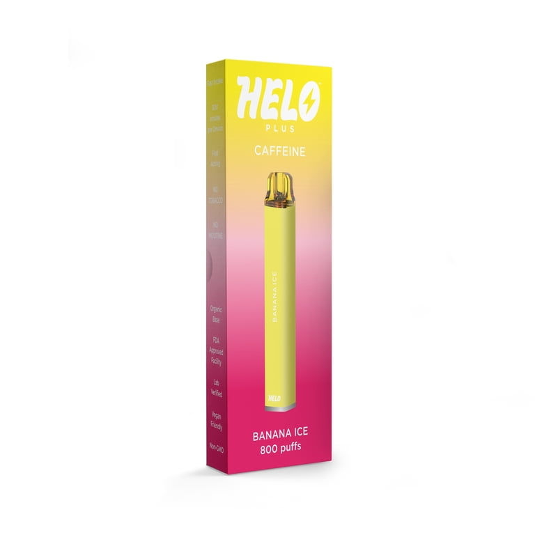 MELO HELO Plus Caffeine Diffuser, Banana Ice, 800 Puffs, Vegan Formula