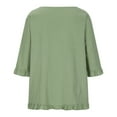 thumbnail image 6 of Scyoekwg Womens Tops Casual Ruffles Short Sleeve Clearance Round Neck Tunic Shirts Graphic Tees Classic Solid Color Loose Fit Blouses Lightweight Comfy Fall Fashion T Shirts Army Green S, 6 of 9