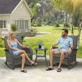 thumbnail image 2 of Onbrill Outdoor Rocking Chairs Set of 2 w/Side Table, Wicker Conversation Set for Patio, Backyard, Grey, 2 of 8