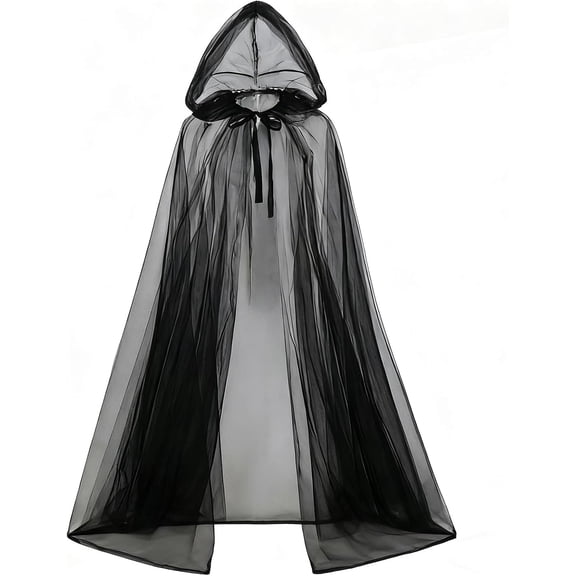 Hooded Cloak Adult Sheer Cape Witch Queen Cosplay Costume for Halloween Christmas Special Festivals Renaissance