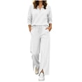 thumbnail image 2 of Xdegoge Womens 2 Piece Sweatsuits Half Zip Pullover Sweatshirt and Slit Wide Leg Pants Casual Lounge Sets Athletic Tracksuit, 2 of 9