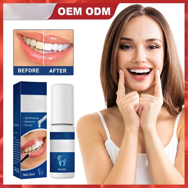 Pintura dental, restauración dental, limpieza bucal, blanqueamiento, reparación del esmalte, aliento refrescante, blanqueamiento, eliminación de manchas dentales. Agua blanqueadora dental de 5 ml.